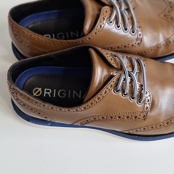 Cole Haan Safari Leather True Blue Ivory Original Grand Lux Wingtip Oxford Sz 8 - Picture 12 of 16